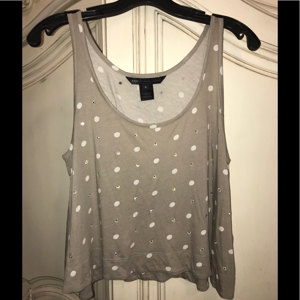 Marc by Marc Jacobs gray polka dot top size S